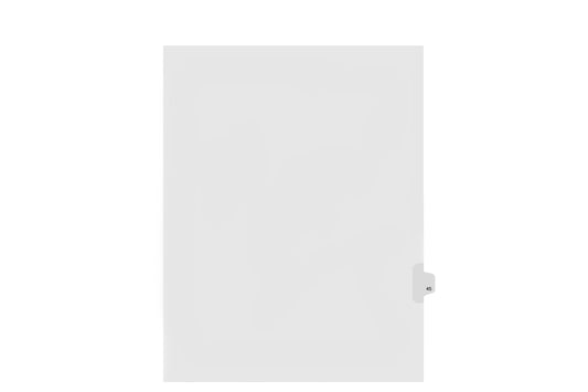 Kleer-Fax Letter-Size Individually Numbered 1/25th Cut Side Tab Index Dividers, 25 Sheets Per Pack, White, Number 45 (91045)
