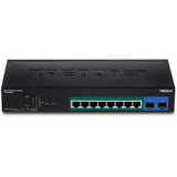 TRENDnet 10-Port Gigabit Web Smart PoE+ Switch, 8 X Gigabit PoE+ Ports, 2 X SFP Slots, Vlan, QoS, Lacp, and IPv6 Support, 75W PoE Power Budget, Lifetime Protection, TPE-082WS