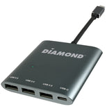 Diamond Multimedia USB 3.1 Gen1 Type C to USB 3.0 Type A 3 Port HUB with Power Delivery. Compatible New MacBook, Chrompixel and Thunderbolt 3 Computers, Components USB3CDPD3H