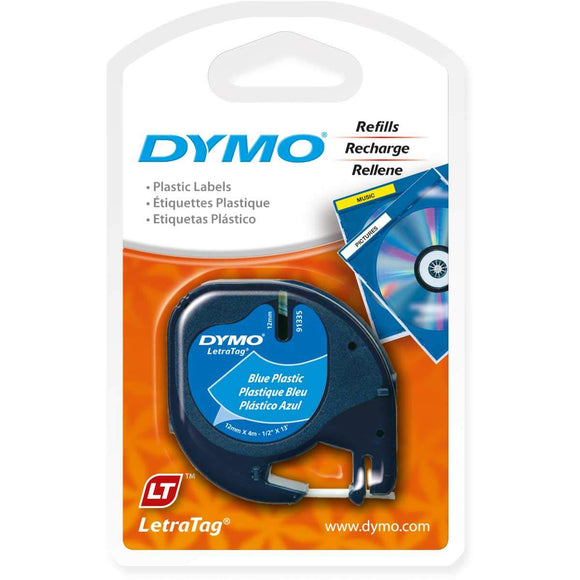 DYMO Labeling Tape, LetraTag Labelers, Plastic, 1/2