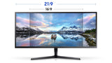 Samsung 34-Inch SJ55W Ultrawide Gaming Monitor (LS34J550WQNXZA) – 75Hz Refresh, WQHD Computer Monitor, 3440 x 1440p Resolution, 4ms Response, FreeSync, Split Screen, HDMI, Black