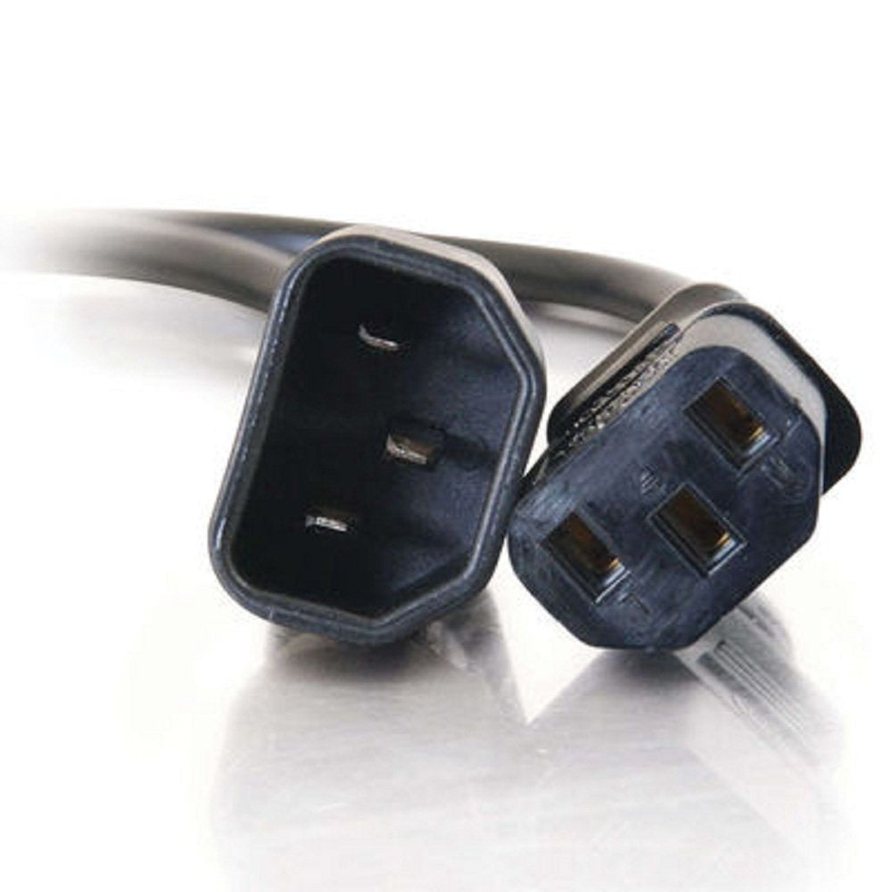 C2G 29966 16 AWG 250 Volt Computer Power Extension Cord - IEC320C14 to IEC320C13, TAA Compliant, Black (3 Feet, 0.91 Meters)