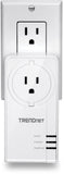 TRENDnet Powerline 1300 AV2 Adapter with Built-in Outlet Adapter Kit, Includes 2 x TPL-423E Adapters, IEEE 1905.1 & IEEE 1901, Gigabit Port, Range Up to 300m (984 ft.), TPL-423E2K