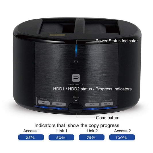 Mediasonic USB 3.0 2 Bay 2.5" / 3.5" SATA SSD / Hard Drive Docking Station w/ Clone Function Support SATA 3 / UASP (HUD1-SU3)