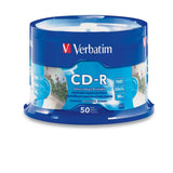 Verbatim 700MB 52x 80 Minute Inkjet Printable Recordable Disc CD-R - 50 Disc Spindle, Silver  95005