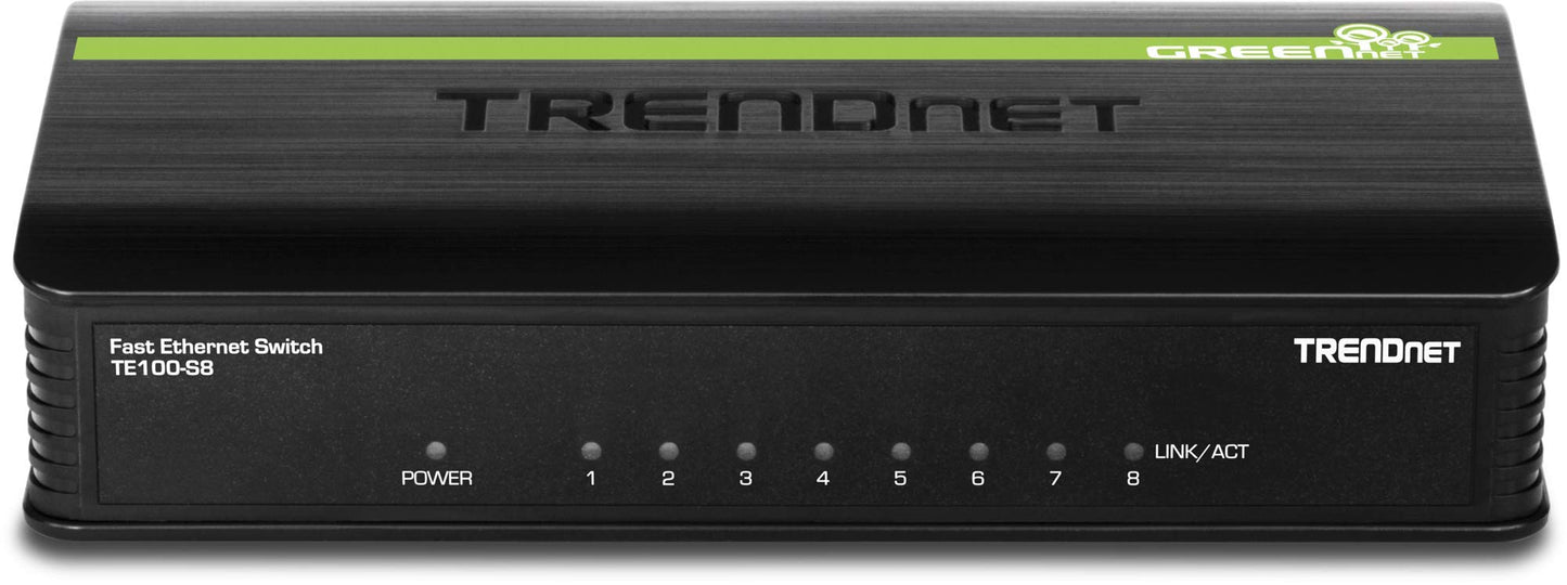 TRENDnet 8-Port Unmanaged 10/100 Mbps GREENnet Ethernet Desktop Plastic Housing Switch,TE100-S8