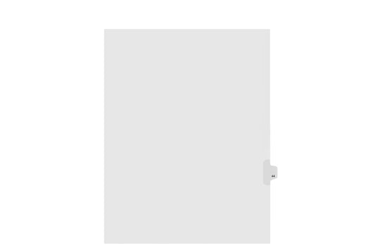 Kleer-Fax Letter-Size Individually Numbered 1/25th Cut Side Tab Index Dividers, 25 Sheets Per Pack, White, Number 44 (91044)