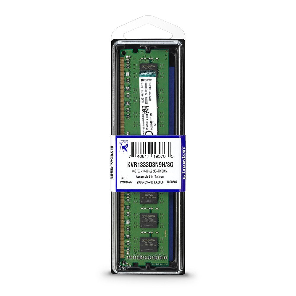 Kingston Technology ValueRAM 8GB 1333MHz DDR3 Non-ECC CL9 DIMM STD Height 30mm Desktop Memory 8 (PC3 10600) KVR1333D3N9H/8G
