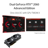 ASUS GeForce RTX 2060 Advanced Overclocked 6G GDDR6 Dual-Fan Edition VR Ready HDMI DP 1.4 DVI Graphics Card (DUAL-RTX-2060-A6G)
