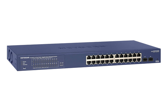 NETGEAR 24-Port Gigabit Ethernet Smart Managed Pro PoE Switch (GS724TP) - with 24 x PoE+ @ 190W, 2 x 1G SFP, Desktop/Rackmount, and ProSAFE Limited Lifetime Protection