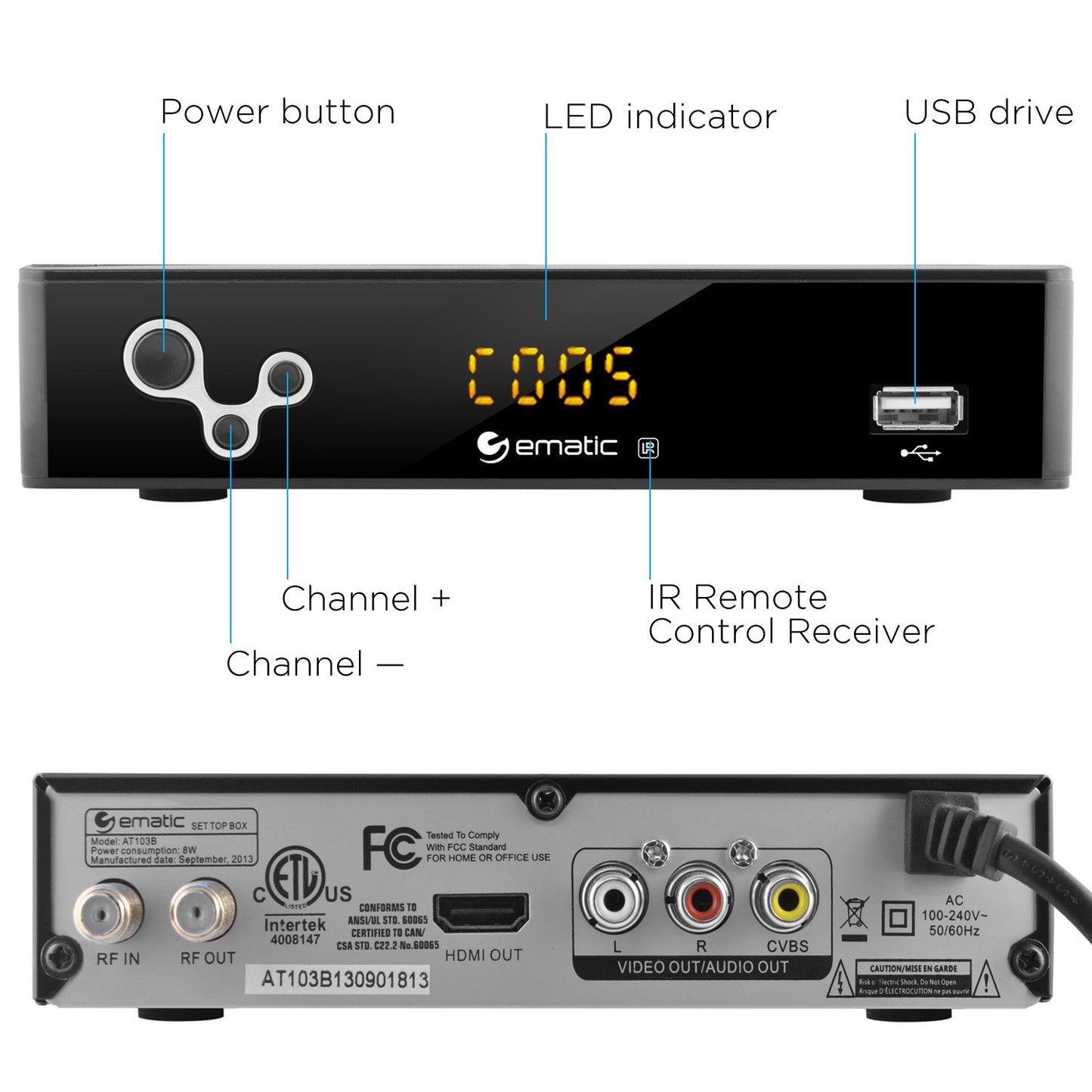 Digital Converter, Ematic Digital TV Converter Box with Recording, Playback, & Parental Controls [ AT103B ]