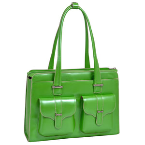 McKlein 96541 USA Alexis 14" Leather Ladies' Laptop Briefcase Green