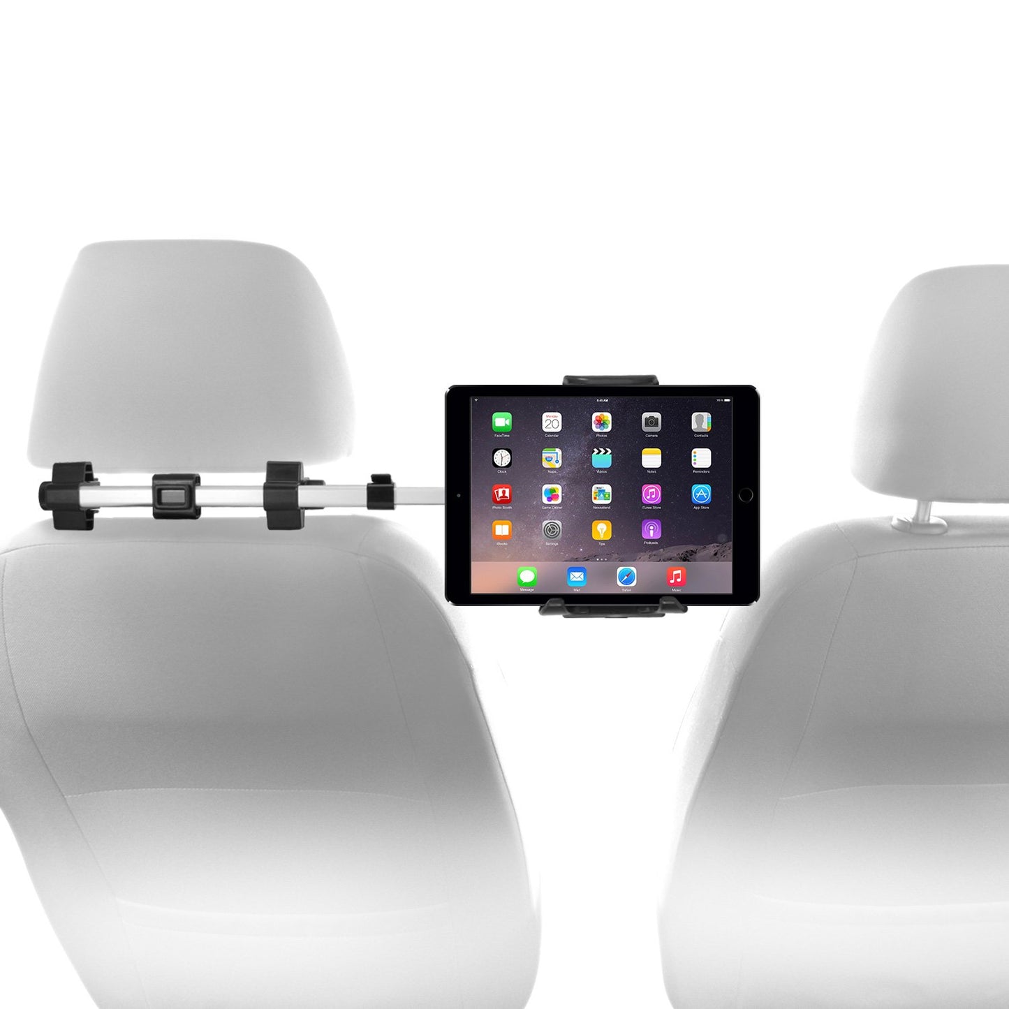 Macally Car Headrest Mount Holder for Apple iPad Pro/Air/Mini, Tablets, Nintendo Switch, iPhone, Smartphones 4.5" to 10" Wide with Dual Adjustable Positions and 360° Rotation (HRMOUNTPRO)