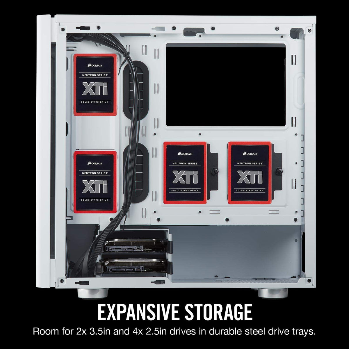 CORSAIR CARBIDE 275R Mid-Tower Gaming Case, Tempered Glass- White (CC-9011133-WW)