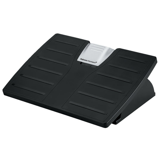 FELLOWES 8035001 Adjustable Locking Footrest w/Microban, 17 1/2 x 13 1/8 x 5 5/8, Black/Silver