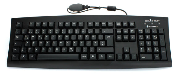 Seal Shield Silver Seal Medical Grade Keyboard - Dishwasher Safe and Antimicrobial - Deutsche SSKSV108DE