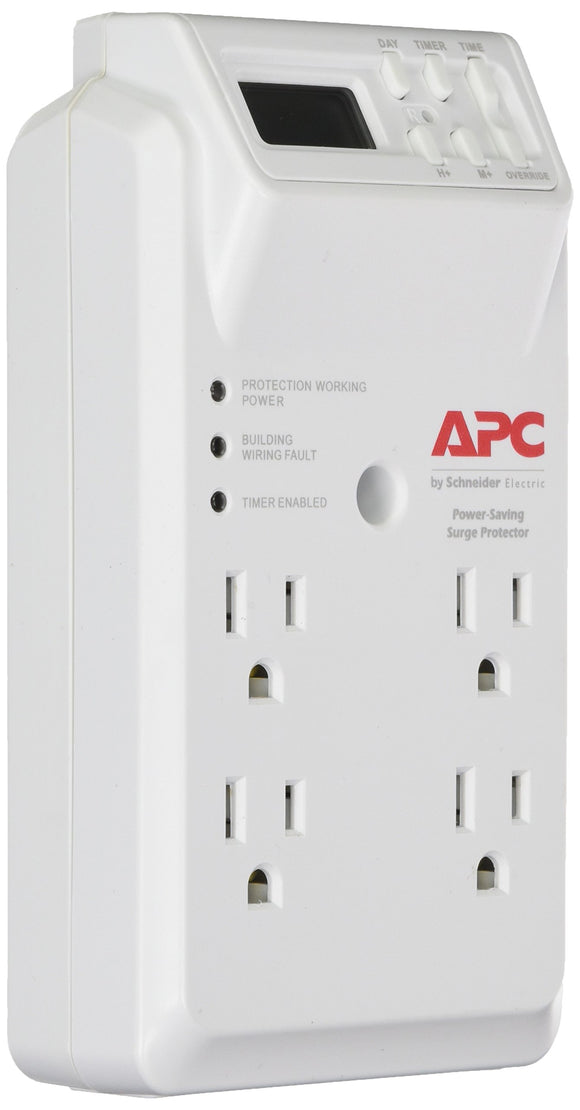 APC P4GC 4-Outlet Energy-Saving Surge Protector Wall Tap with LCD Timer