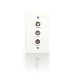 C2G 41014 Composite Video and RCA Stereo Audio Pass Through Single Gang Wall Plate, White