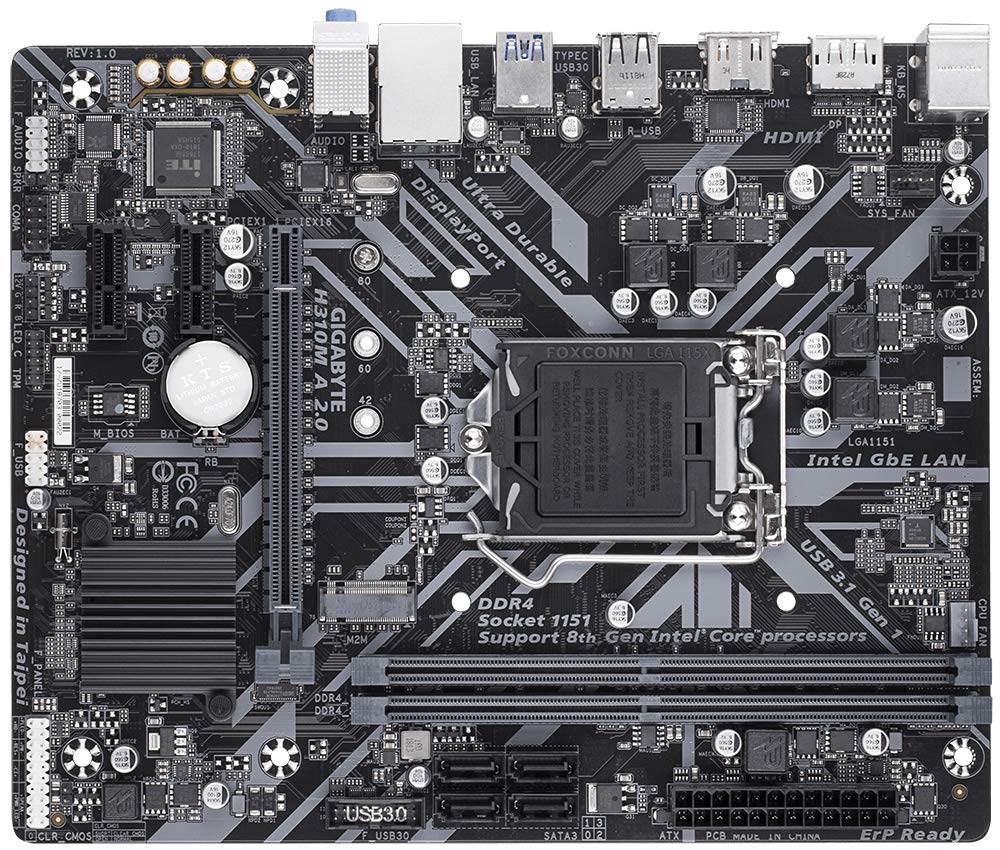 GIGABYTE H310M A 2.0 (LGA1151/ Intel/ H310/ Micro ATX/ DDR4/ HDMI 1.4/ M.2/ Motherboard)