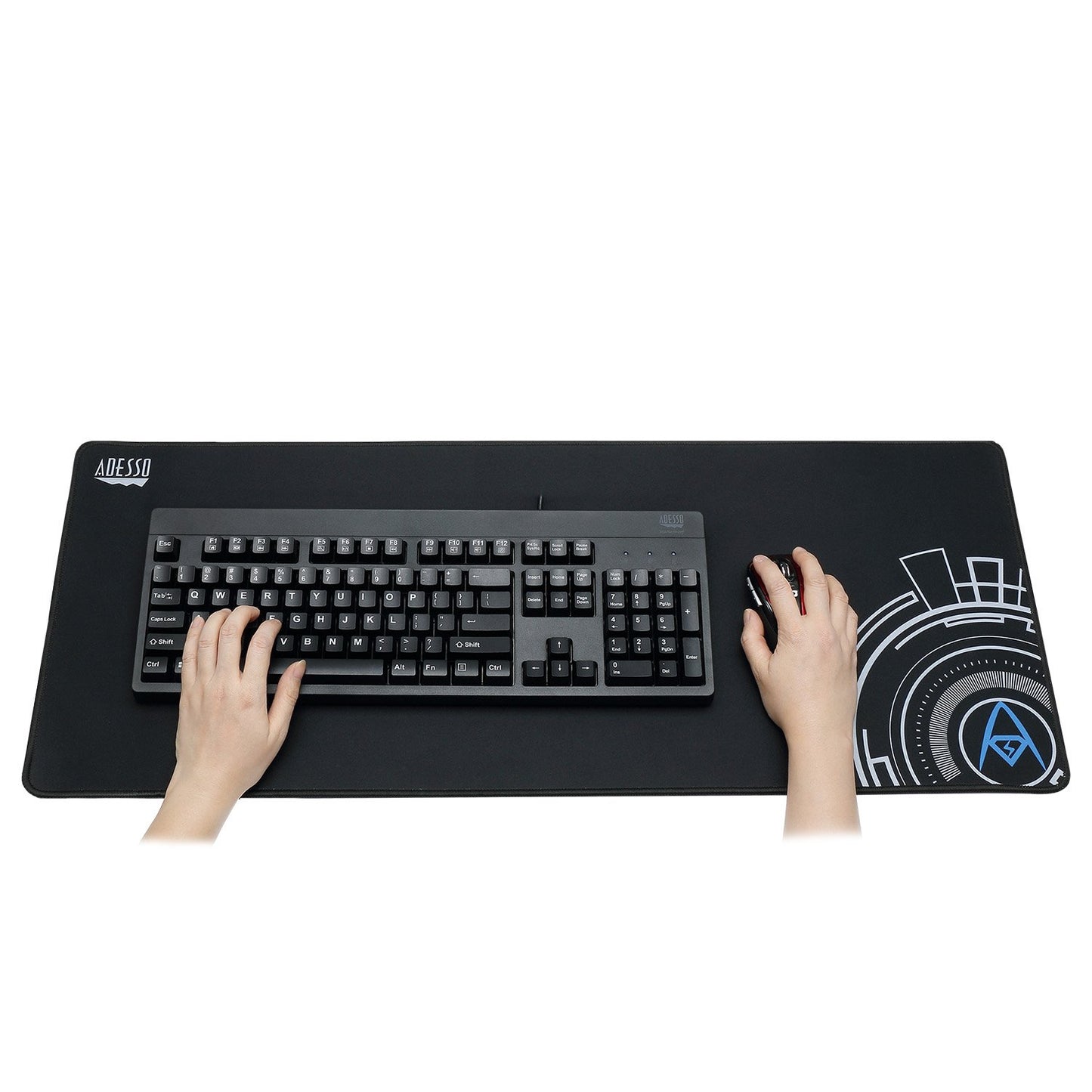 Adesso P104 Large Gaming Mousepad - Soft Cloth Ultra Long Matte with Circular Logo Design for Esports