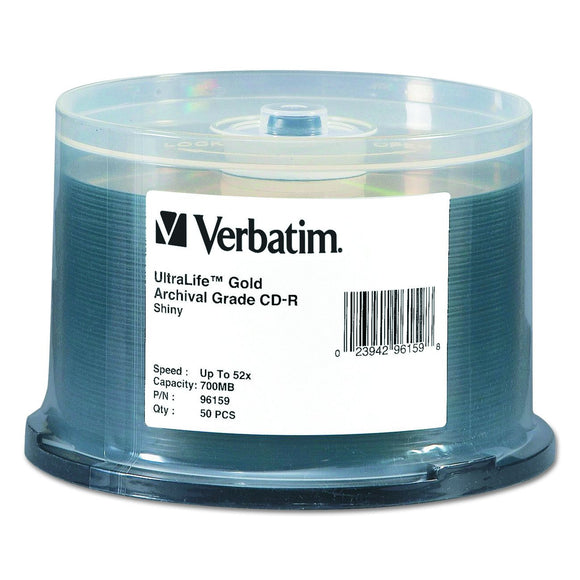 Verbatim 96159 700 MB 52x UltraLife Archival Grade Gold Recordable Disc CD-R, 50-Disc Spindle