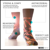 Roasting Marshmallows Red Blue Cotton Blend Men's Size 7-12 Stretch Crew Socks