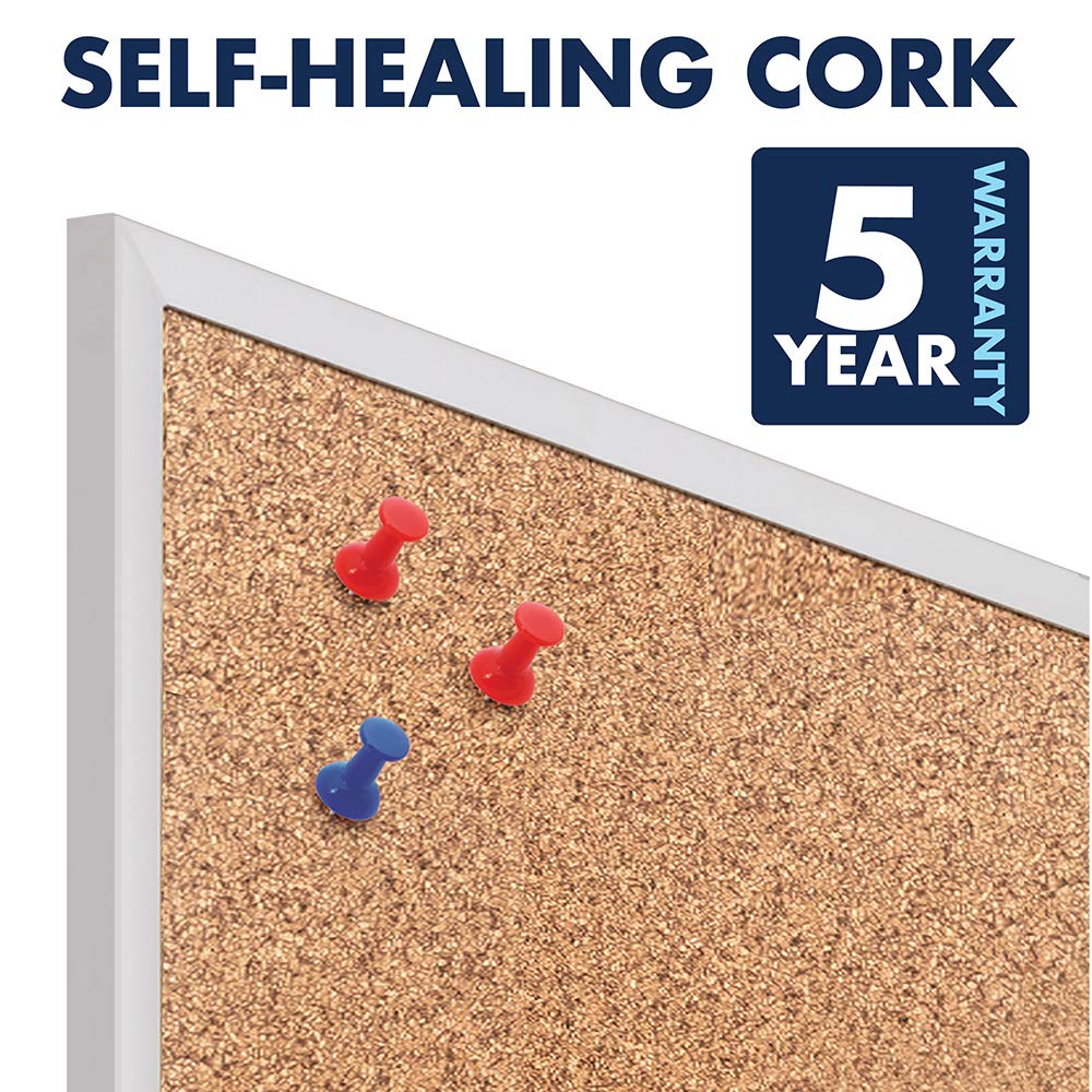 Quartet Cork Board, Bulletin Board, 3' x 2', Corkboard, Aluminum Frame (2303)