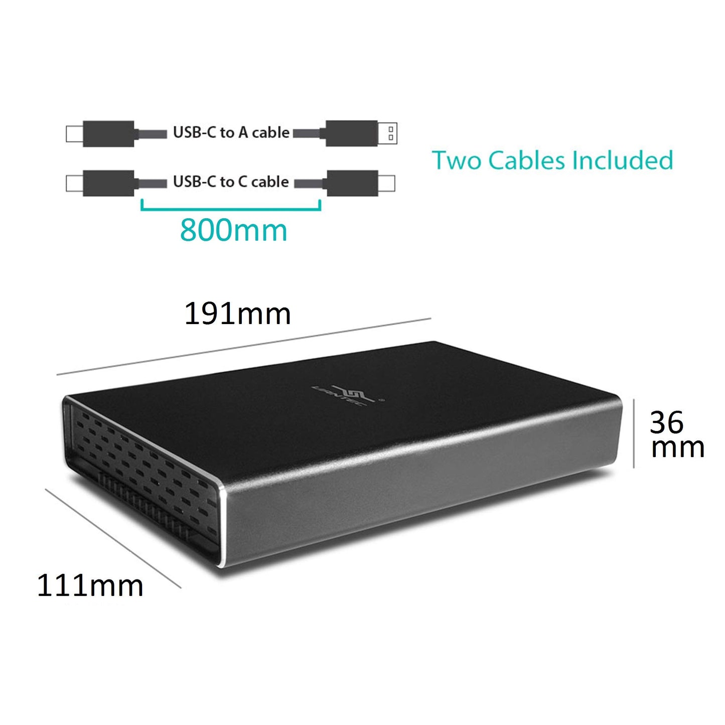 Vantec NST-371C31-BK NexStar Gx USB 3.1 Gen 2 Type-C 3.5" Sata HDD/SSD Enclosure, Comes with C to C and C to A Cable, Aluminum Casing, Black