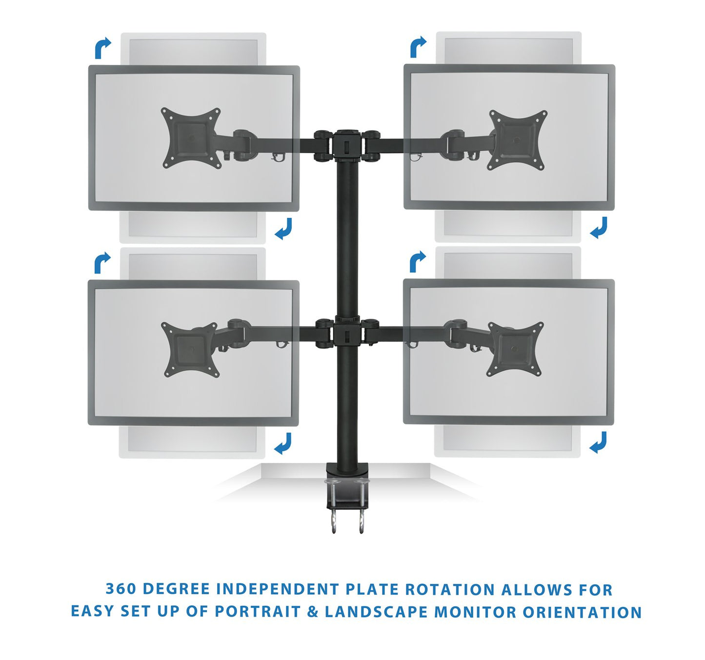 Monitor Desk Mount - Black - Articulating/Full-Motion Desktop Mount for Four Mon
