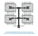 Monitor Desk Mount - Black - Articulating/Full-Motion Desktop Mount for Four Mon