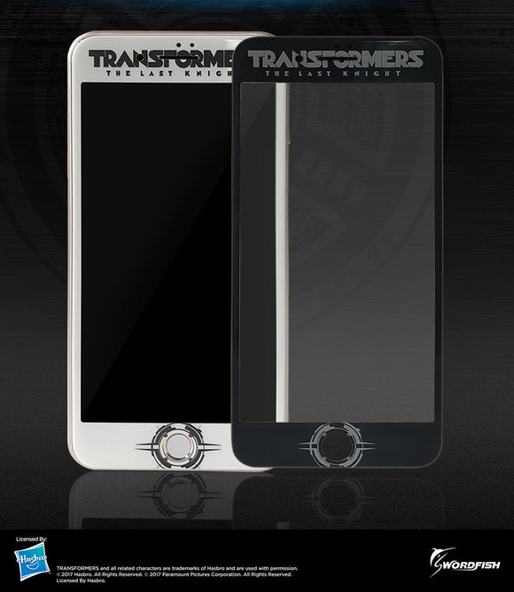 Transformers: Licensed Screen Protector - Black Frame - for iPhone 7 Plus, iPhone 8 Plus, Tempered Glass, 3D Curve Edge Full Screen Coverage, Premium HD Clear 9H Hardness - Swordfish Tech