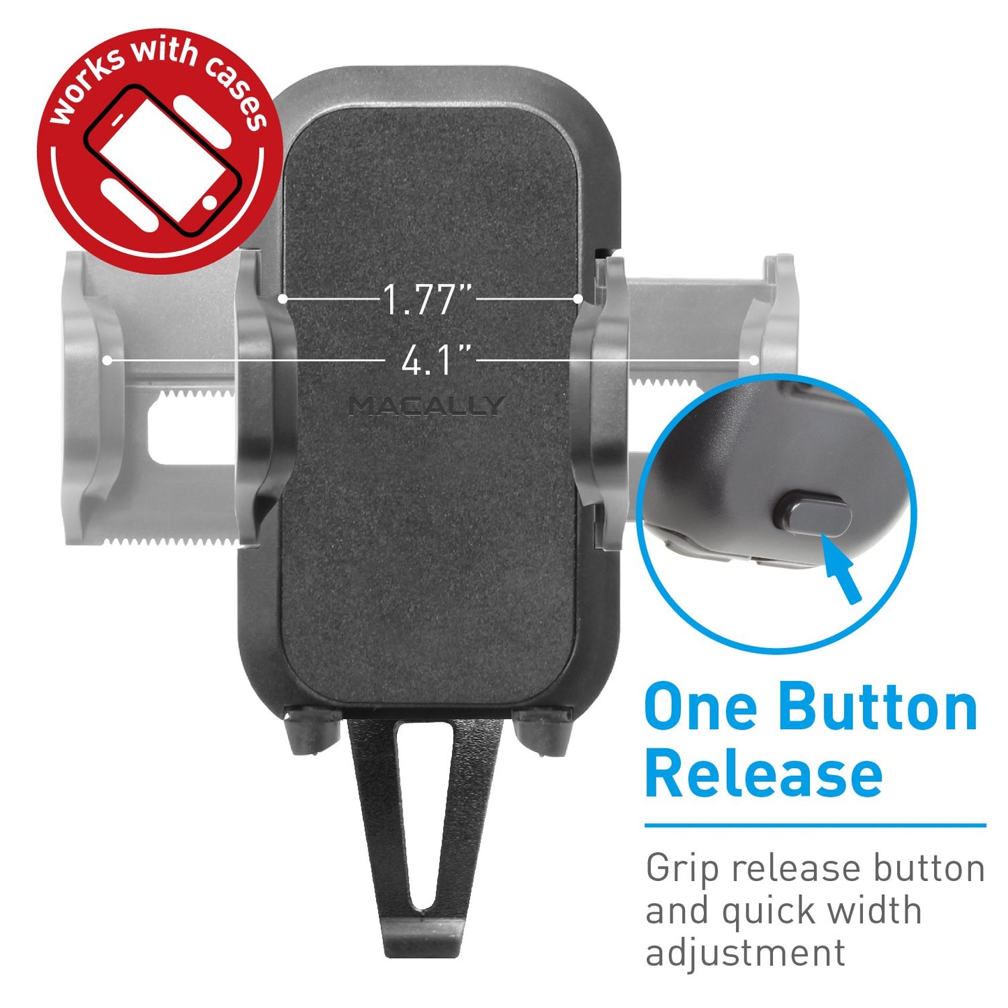 Macally Fully Adjustable Car Dash Mount for Smartphones and Most GPS - Retail Packaging - Black