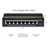 TRENDnet 8-Port GREENnet Gigabit PoE+ Switch, TPE-TG82G, Supports PoE and PoE+ Devices, 61W PoE Budget, 16Gbps Switching Capacity, Data & Power via Ethernet to PoE Access Points & IP Cameras
