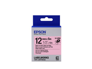 Epson LabelWorks Iron-On LK Tape Cartridge 1/2", Black/Pink (LK-4PBQ)