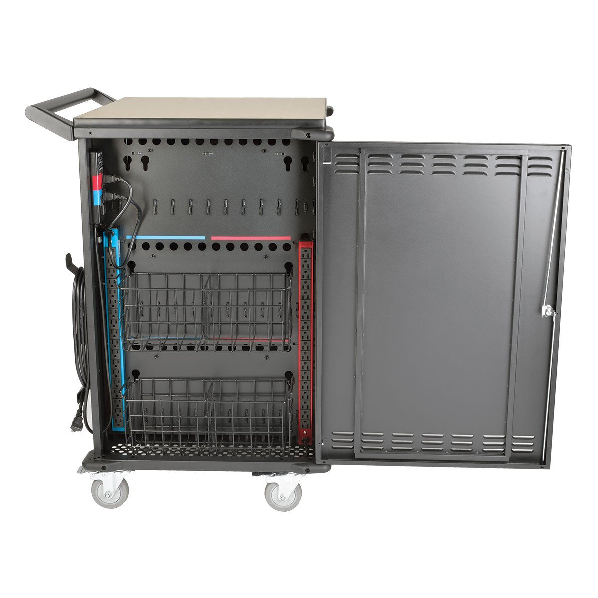 Tripp Lite CSC36AC 36-Port AC Charging Cart Storage Station for Chromebooks, Laptops, Tablets, Black