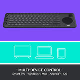 Logitech K600 TV - TV Keyboard with Integrated Touchpad and D-Pad Compatible with Smart TV