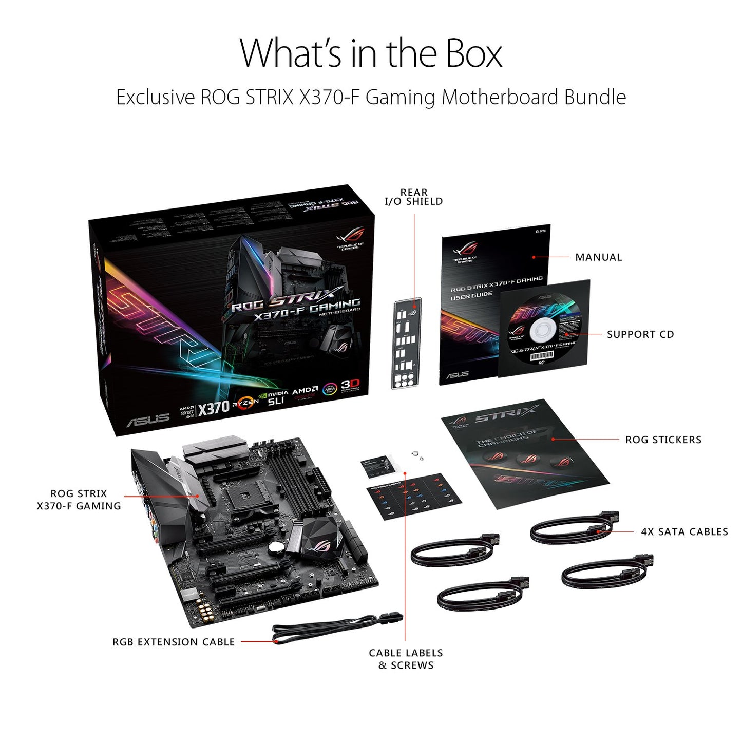 ASUS ROG Strix X370-F GAMING AMD Ryzen AM4 DDR4 HDMI DisplayPort M.2 ATX X370 Motherboard with USB 3.1