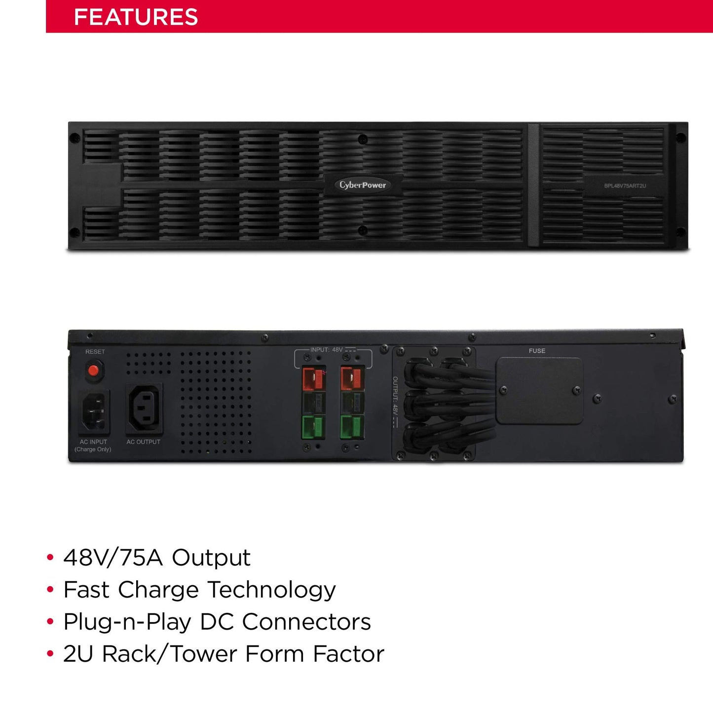 CyberPower BPL48V75ART2U Extended Battery Module, 48V/75A, 2U Rack/Tower