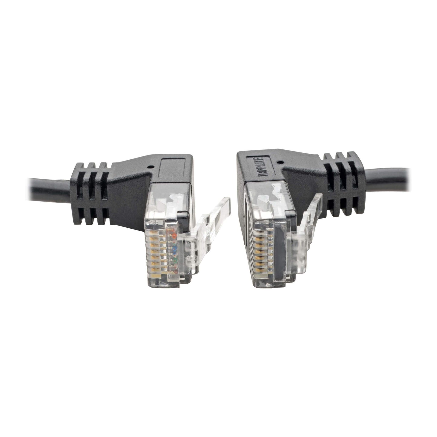 Tripp Lite Cat6 Gigabit Patch Cable Snagless Right-Angle UTP Slim, 1', Black (N201-SR1-BK)
