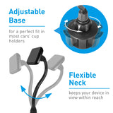 Macally Universal Magnetic Car Cup Holder Mount for iPhone Xs Max XR X 8 Plus 7 Plus 6S 6 Plus, Samsung Galaxy S9 S8 S7 Note & Most Cell Phones - Extra Long Neck & 2 Metal Sheets (MCUPMAG)
