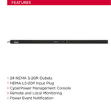 CyberPower PDU81101 Switched Metered-by-Outlet PDU, 100-120V/20A, 24 Outlets, 0U Rackmount