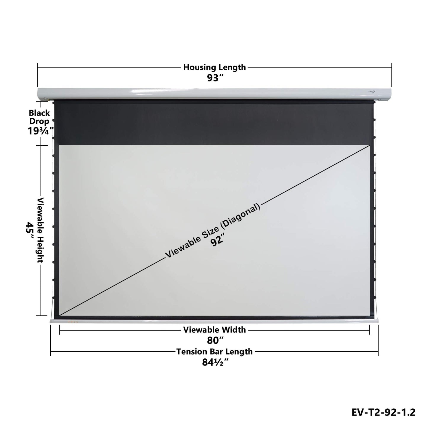 ELUNEVISION EV-T2-92-1.2 92" Home Theater Tab-Tensioned Projector Accessory