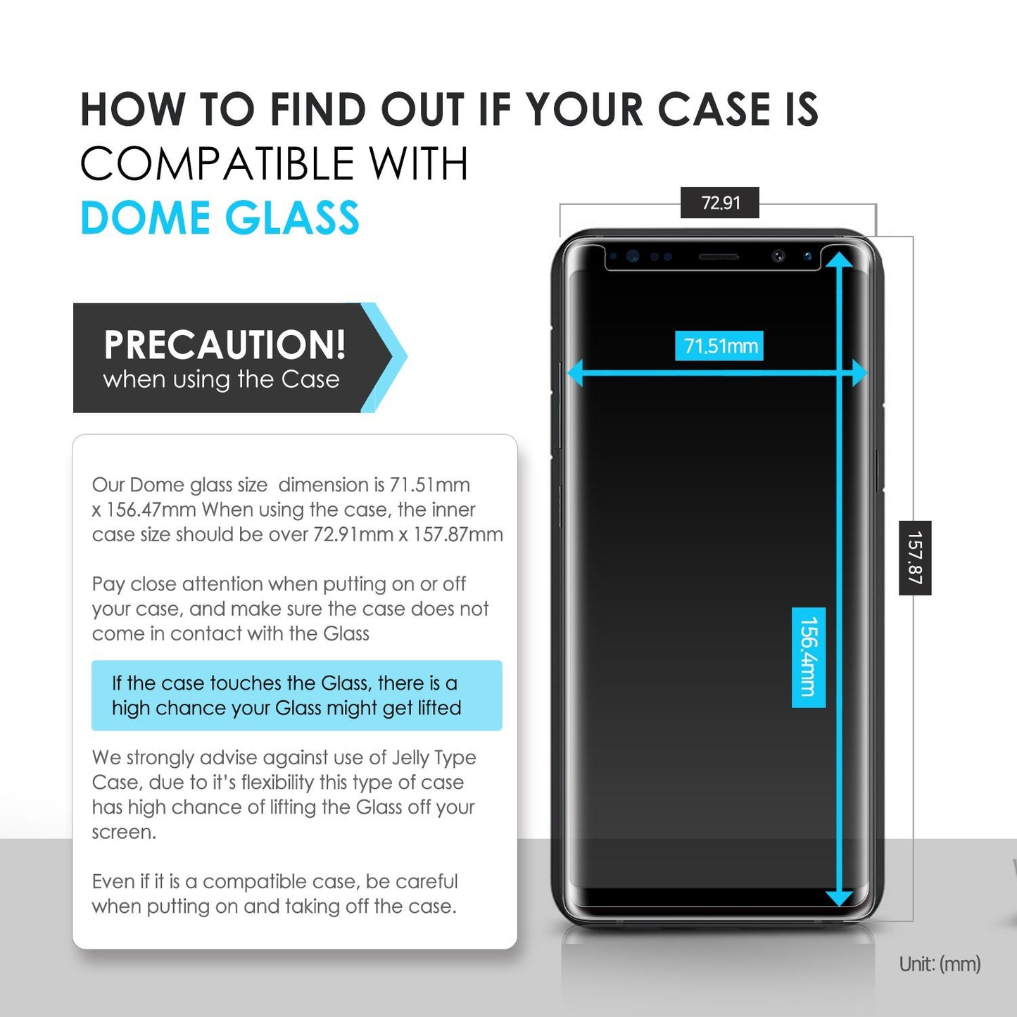 Galaxy Note 8 Screen Protector Tempered Glass Shield, [Liquid Dispersion Tech] 3D Curved Full Coverage Dome Glass, Easy Install Kit and UV Light by Whitestone for Samsung Galaxy Note 8 (2017) (1 Pack)