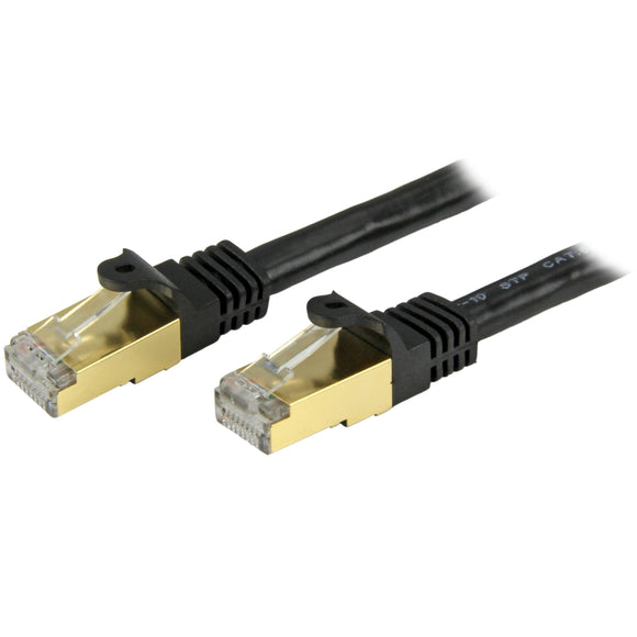 StarTech.com Cat6a Ethernet Cable - 1 ft Network Patch Cable - Black - Shielded (STP) - Molded Cat 5 Network Cable - Cat 6a Ethernet Cord - 1ft (C6ASPAT1BK)
