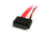 StarTech.com 12in Slimline SATA to SATA with LP4 Power Cable Adapter - SATA cable - Serial ATA 150/300/600 - Slimline SATA (F) to SATA, 4 pin internal power (12V) - 1 ft - red - SLSATAF12