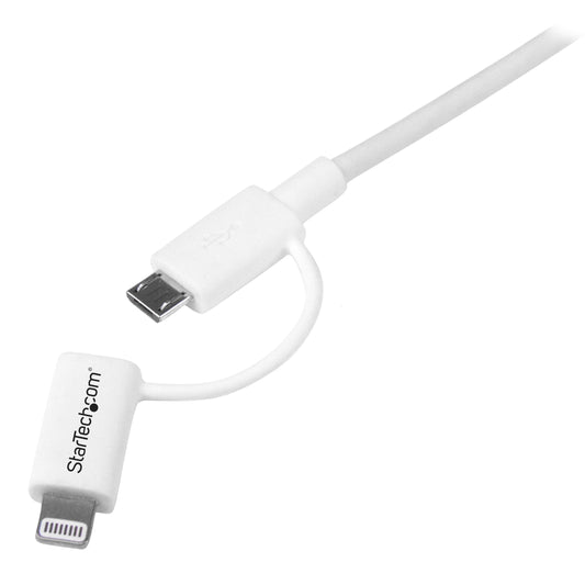 STARTECH 3' Apple Lightning or Micro USB to USB Cable for iPhone/iPod/iPad, White (LTUB1MWH)