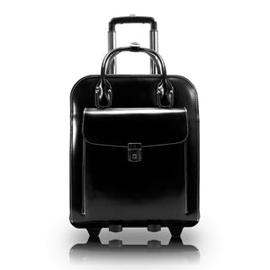 McKlein 96495 USA la Grange 15" Leather Vertical Patented Detachable -Wheeled Ladies' Laptop Briefcase Black