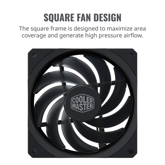 Cooler Master MasterFan SF120R 120mm High Performance Square Frame Fan w/Static Pressure, Silent Technology, and PWM Control Fan