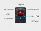 open box Adesso iMouse T50 Wireless Ergonomic Finger Trackball Mouse with Nano USB Receiver, Programmable 7 Button Design, and 5 Level DPI Switch, for Left and Right Hand