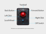 Adesso iMouse T50 Wireless Ergonomic Finger Trackball Mouse with Nano USB Receiver, Programmable 7 Button Design, and 5 Level DPI Switch, for Left and Right Hand